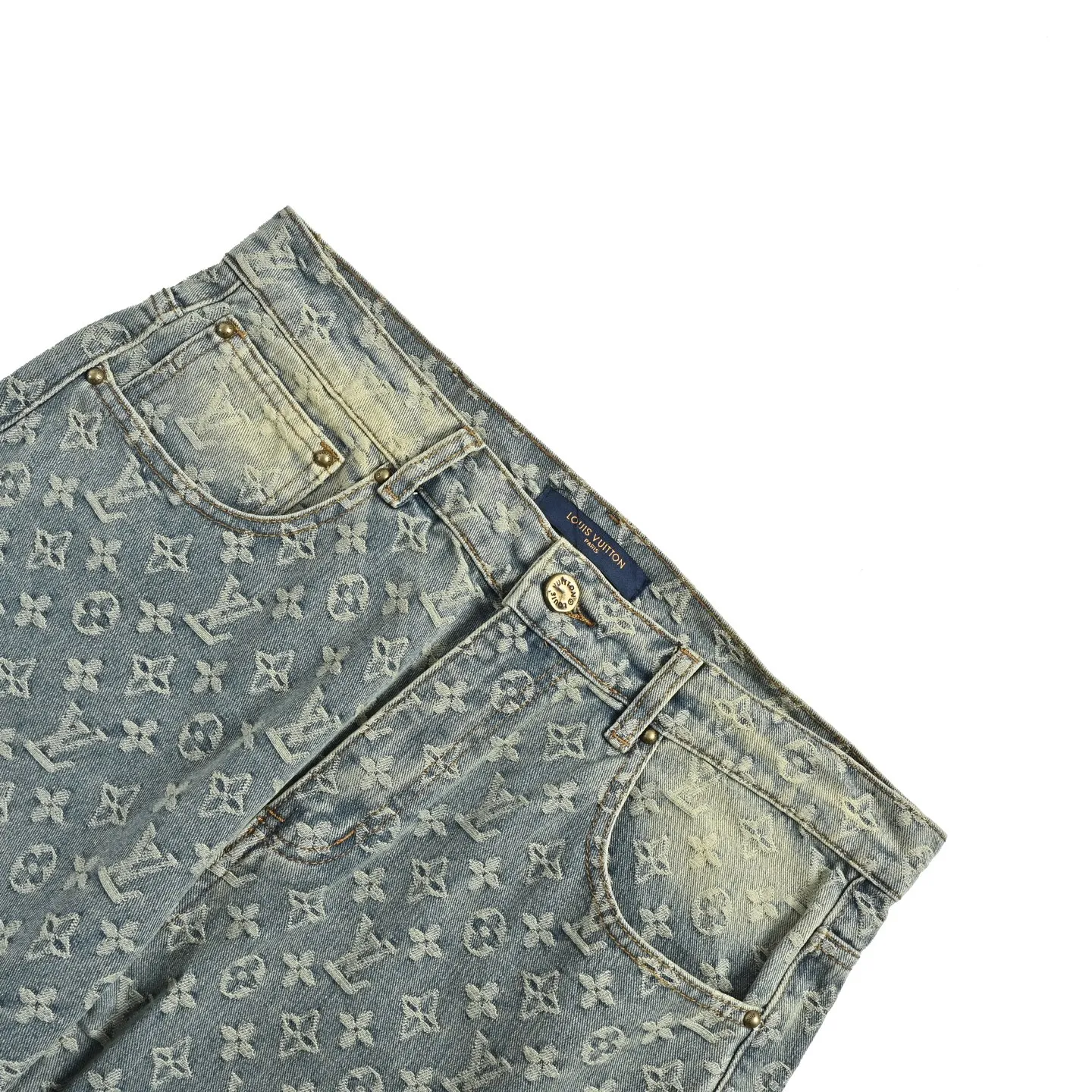 Louis Vuitton/Louis Vuitton all-over printed jacquard straight washed jeans